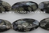 COP494 15.5 inches 15*30mm faceted oval natural grey opal beads