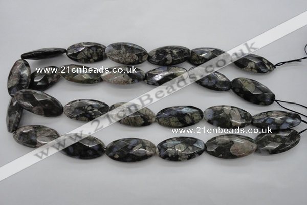 COP494 15.5 inches 15*30mm faceted oval natural grey opal beads