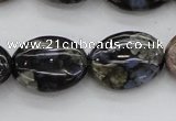 COP497 15.5 inches 12*16mm oval natural grey opal gemstone beads