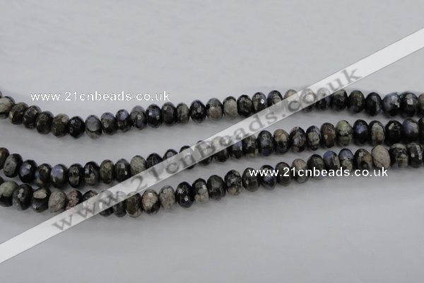 COP498 15.5 inches 5*8mm faceted rondelle natural grey opal beads