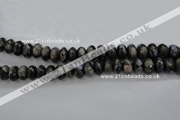 COP499 15.5 inches 8*12mm faceted rondelle natural grey opal beads