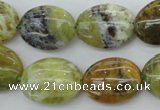 COP550 15.5 inches 15*20mm oval natural yellow & green opal beads