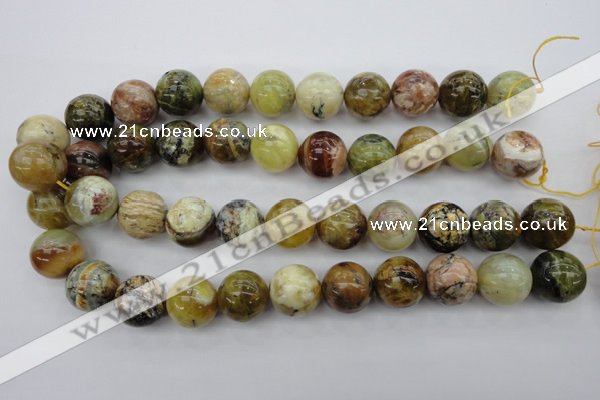 COP551 15.5 inches 18mm round yellow & green natural opal beads