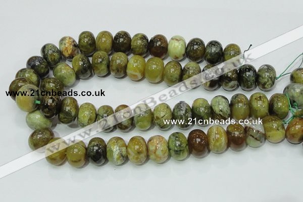 COP552 15.5 inches 15*20mm rondelle yellow & green natural opal beads