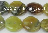 COP553 15.5 inches 20mm flat round yellow & green natural opal beads