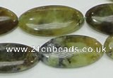 COP554 15.5 inches 15*30mm oval yellow & green natural opal beads