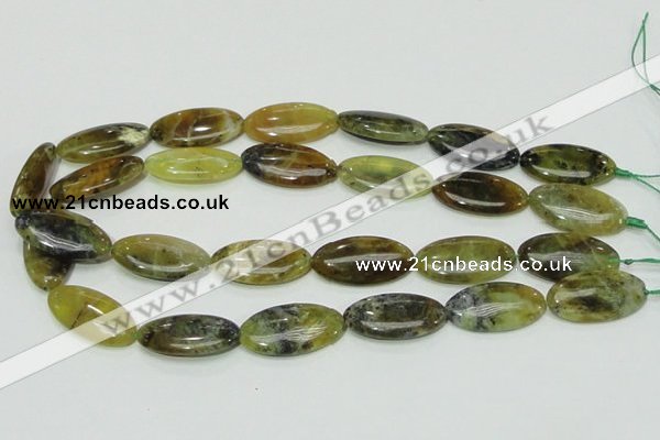 COP554 15.5 inches 15*30mm oval yellow & green natural opal beads