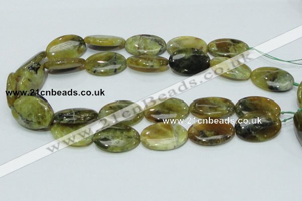 COP555 15.5 inches 20*30mm oval yellow & green natural opal beads