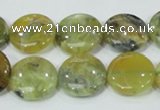 COP558 15.5 inches 18mm flat round natural yellow & green opal beads