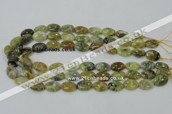 COP563 15.5 inches 13*18mm oval natural yellow & green opal beads