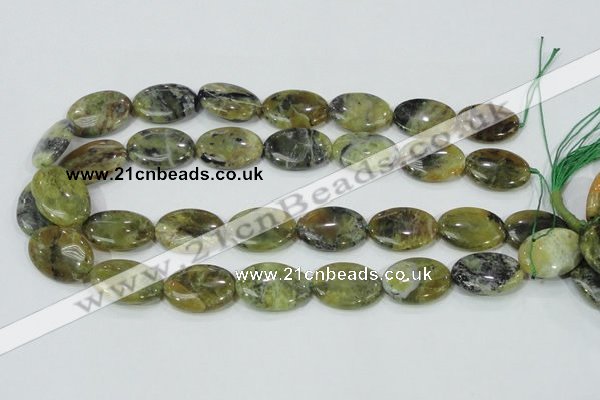 COP564 15.5 inches 18*25mm oval natural yellow & green opal beads