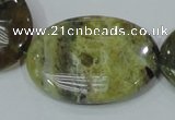 COP565 15.5 inches 30*40mm oval natural yellow & green opal beads