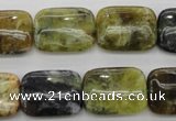 COP569 15.5 inches 15*20mm rectangle natural yellow & green opal beads