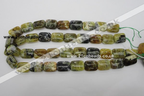 COP569 15.5 inches 15*20mm rectangle natural yellow & green opal beads