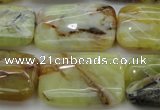 COP571 15.5 inches 20*30mm rectangle natural yellow & green opal beads