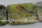 COP573 15.5 inches 30*40mm rectangle natural yellow & green opal beads