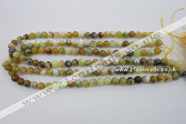 COP588 15.5 inches 8mm round natural yellow & green opal beads