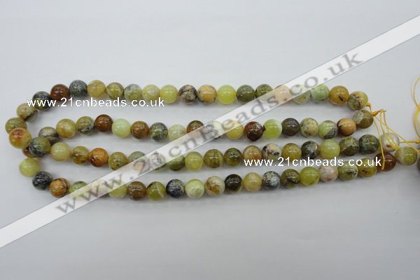 COP589 15.5 inches 10mm round natural yellow & green opal beads