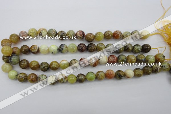 COP590 15.5 inches 12mm round natural yellow & green opal beads