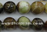 COP592 15.5 inches 16mm round natural yellow & green opal beads