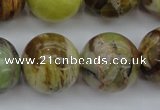 COP594 15.5 inches 20mm round natural yellow & green opal beads