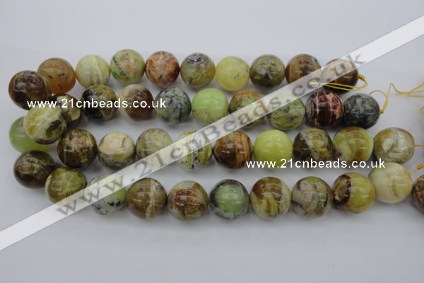 COP594 15.5 inches 20mm round natural yellow & green opal beads