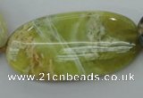 COP599 15.5 inches 25*50mm oval natural yellow & green opal beads