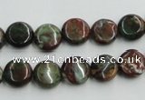 COP602 15.5 inches 10mm flat round green opal gemstone beads