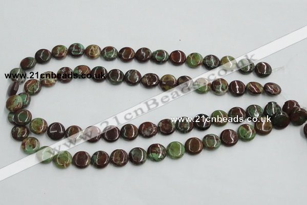 COP603 15.5 inches 12mm flat round green opal gemstone beads