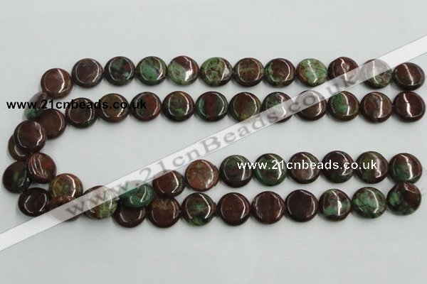 COP604 15.5 inches 16mm flat round green opal gemstone beads