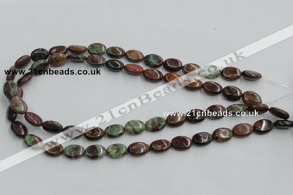 COP608 15.5 inches 10*14mm oval green opal gemstone beads wholesale