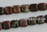 COP612 15.5 inches 10*10mm square green opal gemstone beads