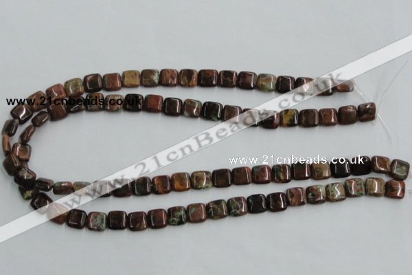 COP612 15.5 inches 10*10mm square green opal gemstone beads