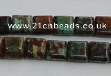 COP613 15.5 inches 10*10mm square double drilled green opal beads