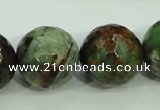 COP668 15.5 inches 20mm faceted round green opal gemstone beads