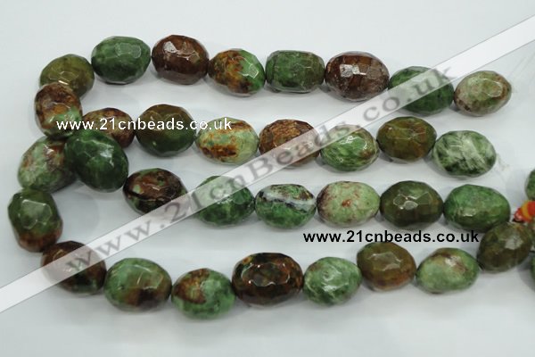 COP675 15.5 inches 18*25mm faceted nuggets green opal gemstone beads