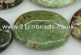 COP682 15.5 inches 30*40mm oval green opal gemstone beads