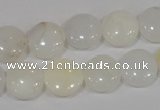 COP904 15.5 inches 12mm flat round natural white opal gemstone beads