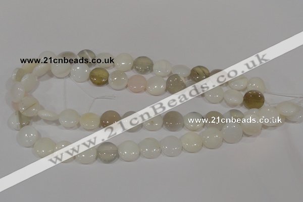 COP905 15.5 inches 14mm flat round natural white opal gemstone beads