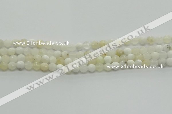 COP931 15.5 inches 6mm faceted round white opal gemstone beads