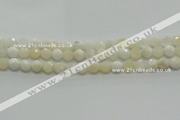 COP932 15.5 inches 8mm faceted round white opal gemstone beads