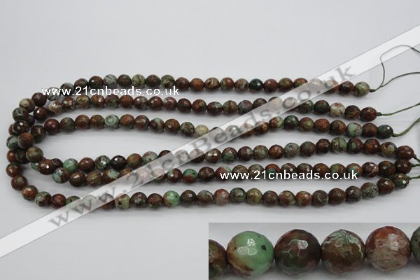 COP962 15.5 inches 8mm faceted round green opal gemstone beads