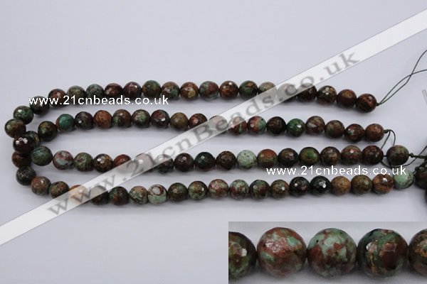 COP963 15.5 inches 10mm faceted round green opal gemstone beads