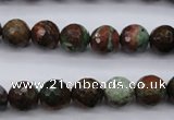 COP964 15.5 inches 12mm faceted round green opal gemstone beads