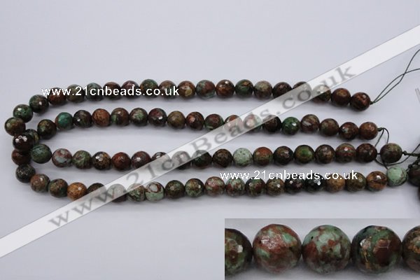 COP964 15.5 inches 12mm faceted round green opal gemstone beads