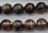 COP989 15.5 inches 14mm round green opal gemstone beads wholesale