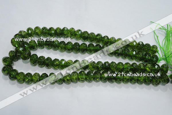 COQ102 15.5 inches 10*14mm faceted rondelle dyed olive quartz beads