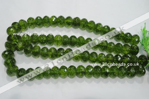 COQ103 15.5 inches 12*16mm faceted rondelle dyed olive quartz beads