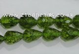 COQ108 15.5 inches 8*12mm faceted teardrop dyed olive quartz beads