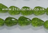 COQ109 15.5 inches 10*14mm faceted teardrop dyed olive quartz beads